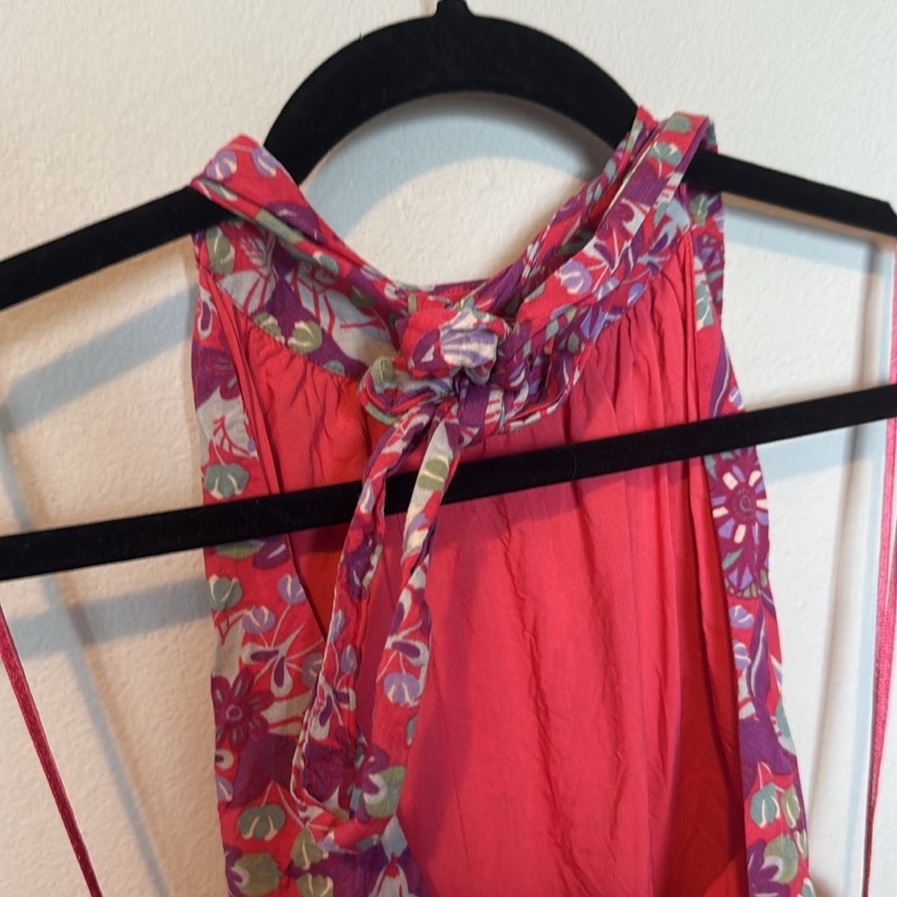 Free People Coral Tides Romper in Hollyhock Combo Womens Large Tie Open Back - Picture 5 of 11